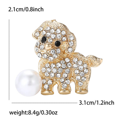 Enamel Puppy Brooches for Women Unisex Rhinestone Animal Pin Dog Lapel Pins Office Party Friend Luxury Gifts Jewelry Accessories