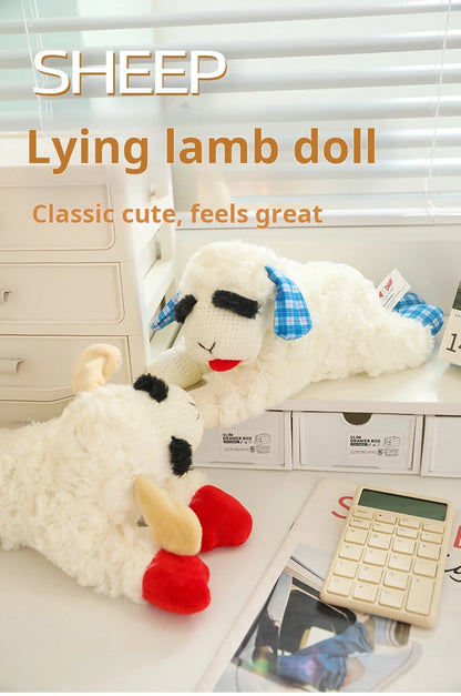 Plush Dog Toys With Squeaky Lamb Anime Lying Sheep Alpaca Plush Stuffed Interactive Toys For Dog Pet Toy Supplies