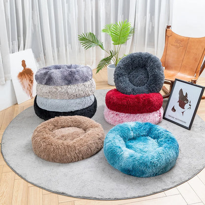 Calming Dog Bed for Small Dogs - Donut Washable Small Pet Bed, Anti-Slip Round Fluffy Plush Faux Fur Large Cat Bed