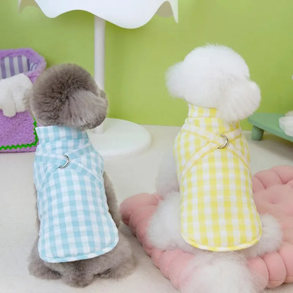 Warm Winter Pet Dog Clothes Plaid Parkas Dog Outdoor Coat Traction Pet Coat Vest Teddy Bear Small Dog Jackets Puppy Clothing
