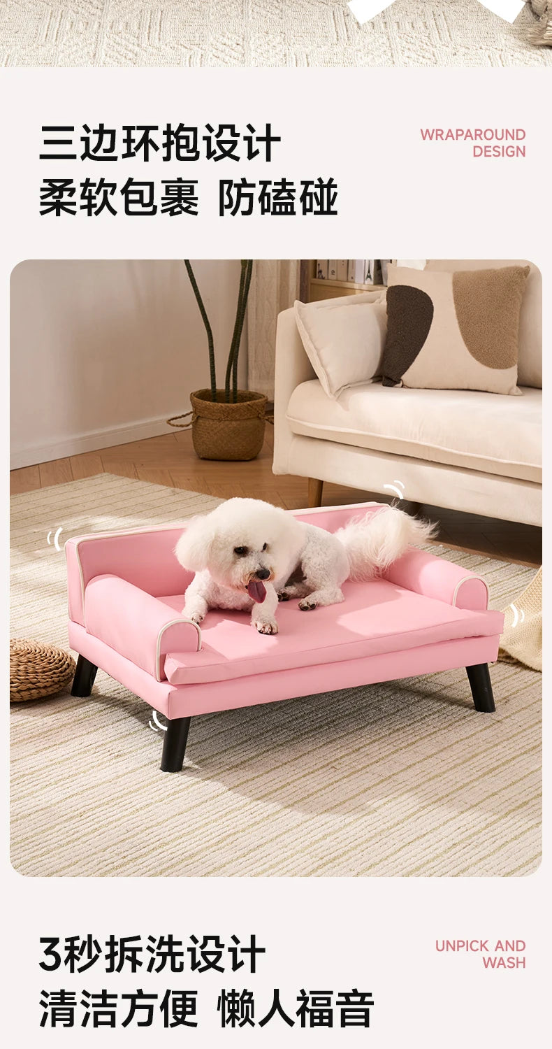 Van Lundin Pink Cute Pet Sofa Kennel Cat Nest High-end Dog Sofa Four-level Universal Removable and Washable