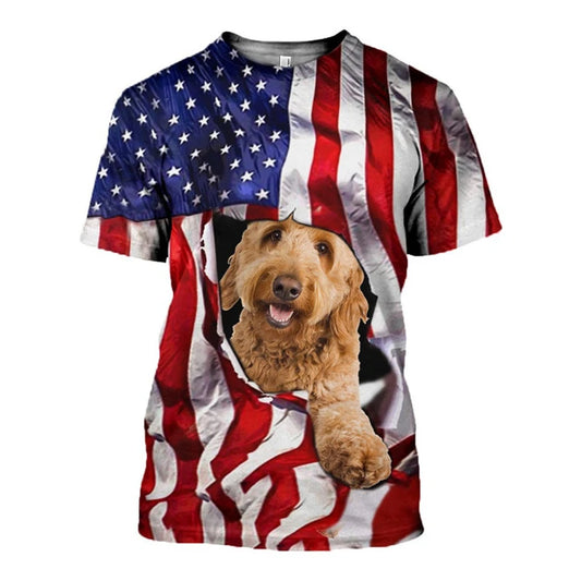 the AMERICAN DOG - Fashion 3D Dog Pet Print Men's T Shirt Casual O-neck Loose Short Sleeve Tops Fashion Trend Summer Oversized T-shirt Men Clothing