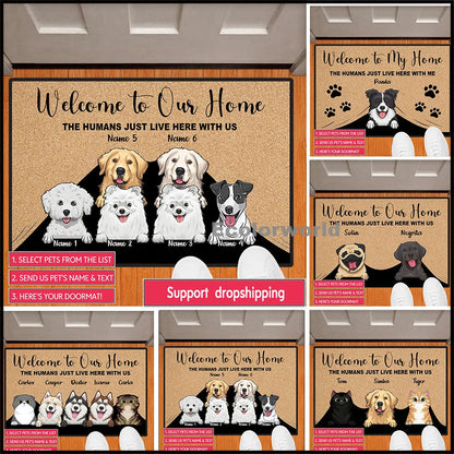 Personalized Pets Cartoon Mat Custom Dog Cat Name Doormat Rug Welcome To Our Home Floor Mats Carpet Home Decor Accessory Gift