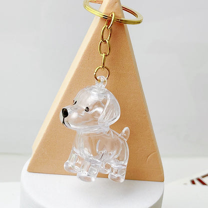 5pcs Cute Transparent Plastic Keychain Dog Hair Storage Keyring Bag Car Interior Decoration Pendant Souvenir For Family Members