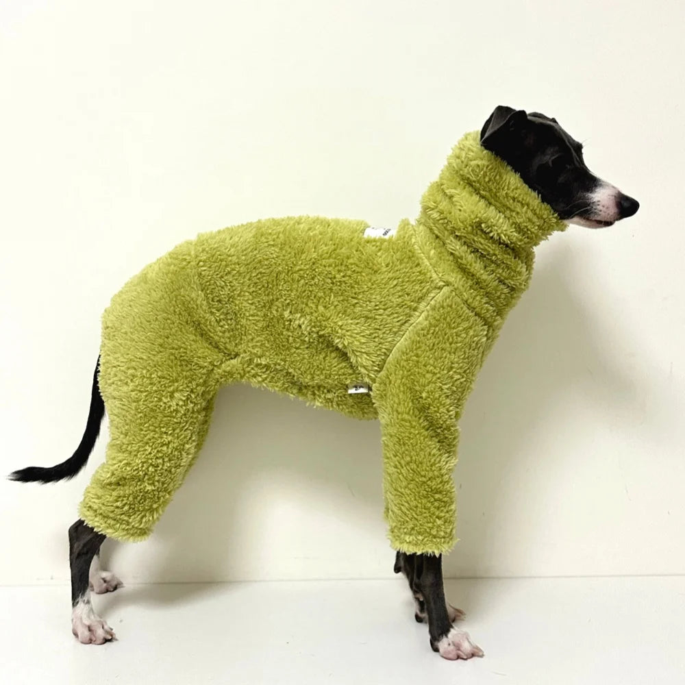 Winter Jacket For Little Greyhound Fleece Velvet Khaki Sweatshirt for Small Mid Poodle Dogs 4-legged Warm Coat for Yorkshire