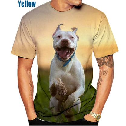 the PITBULL LOVE - Funny Pitbull Dog 3D Printed T-Shirt, Men/Women O-Neck Short Sleeve Tee Clothing, Kid Oversized Animal Print T-Shirt Tops
