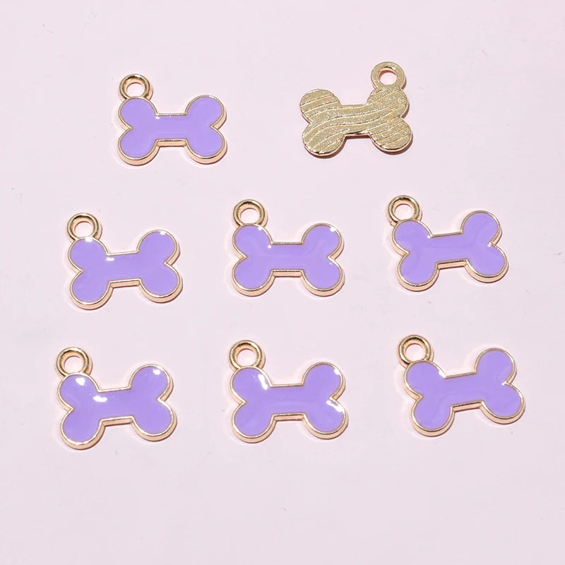 20pcs 12x13mm Enamel Bone Charms Pendant Small Cute DIY Jewelry Making Accessories for Bracelet Earrings Keychains
