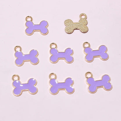 20pcs 12x13mm Enamel Bone Charms Pendant Small Cute DIY Jewelry Making Accessories for Bracelet Earrings Keychains