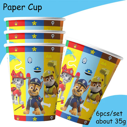 Chase Paw Patrol Birthday Party Gift Girl Party Supplies Children Favor Paper Tableware Ballon Plate Cup Table Accessories