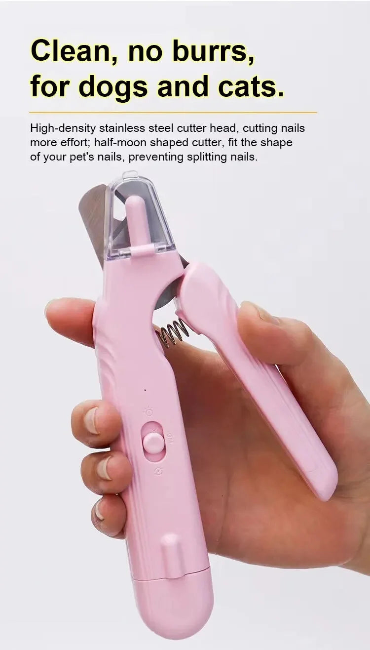 2 In 1 Pet Nail Clippers with Led Light Dog Cat Special Blood Line Scissors Multifunction Animals Paw Nail Trimmer Pet Supplies
