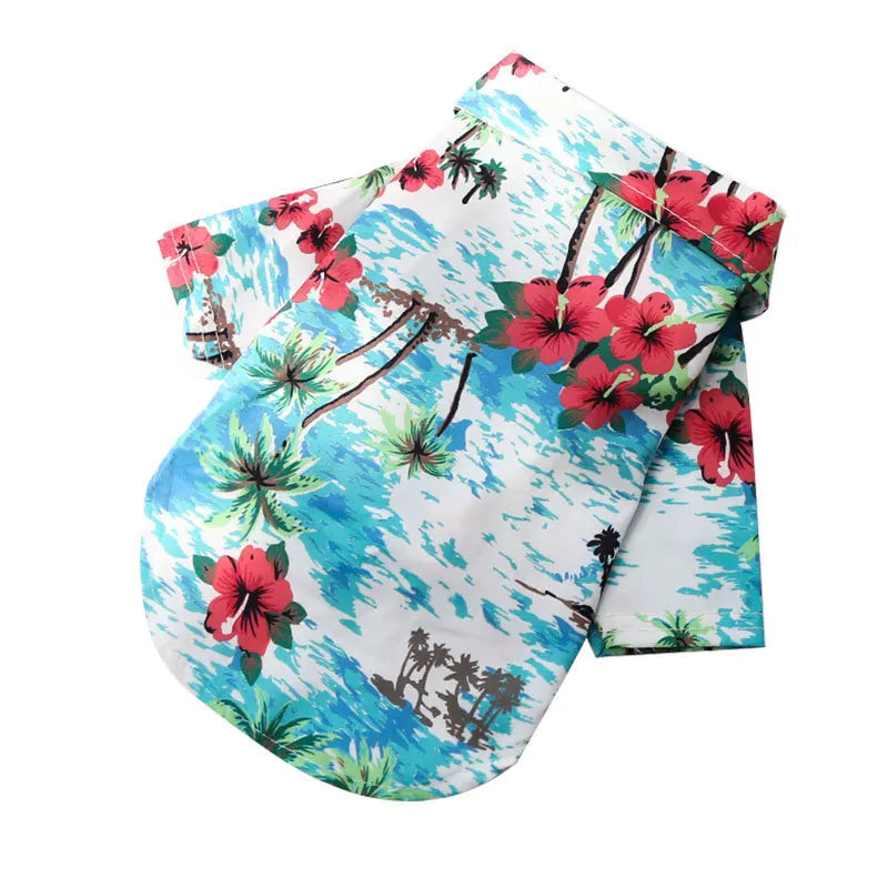 Summer Dog Clothes Coconut Tree Pineapple Flower Print Dog Cat Shirt Short Sleeve Fashion Beach Hawaiian Style Clothes For Pets
