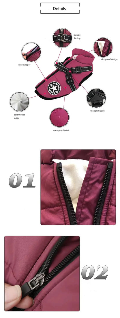 Pet Clothes Dog Warm Winter Jacket with Harness Build in For Large Medium Small Dogs Winter Pet Supplies Kids Gifts