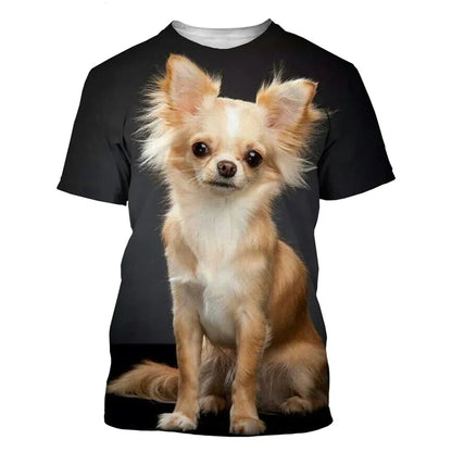 the CUTE CHIHUAHUA - 3D Printed Animal Chihuahua T Shirt For Men Funny Pet Pattern Tees Summer Harajuku Loose O-Neck Tops Short Sleeve Kids T-Shirts
