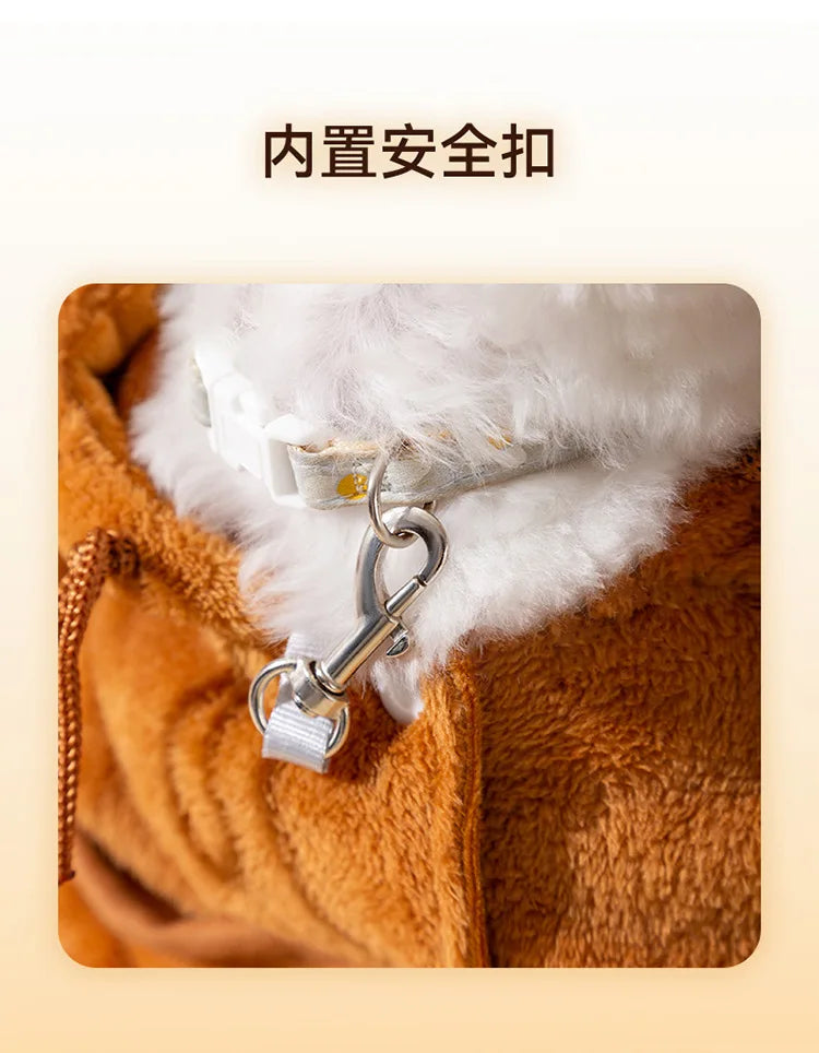 Autumn and Winter Portable Going Out Bag Warm Windproof Bear Cute Cute Shoulder Satchel Pet Messenger Bag