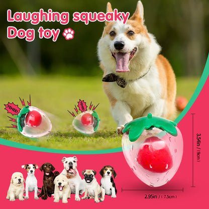 Cute rubber strawberry toy that makes squeaking sounds when squeezed by pet dogs, accompanying small and medium-sized dogs