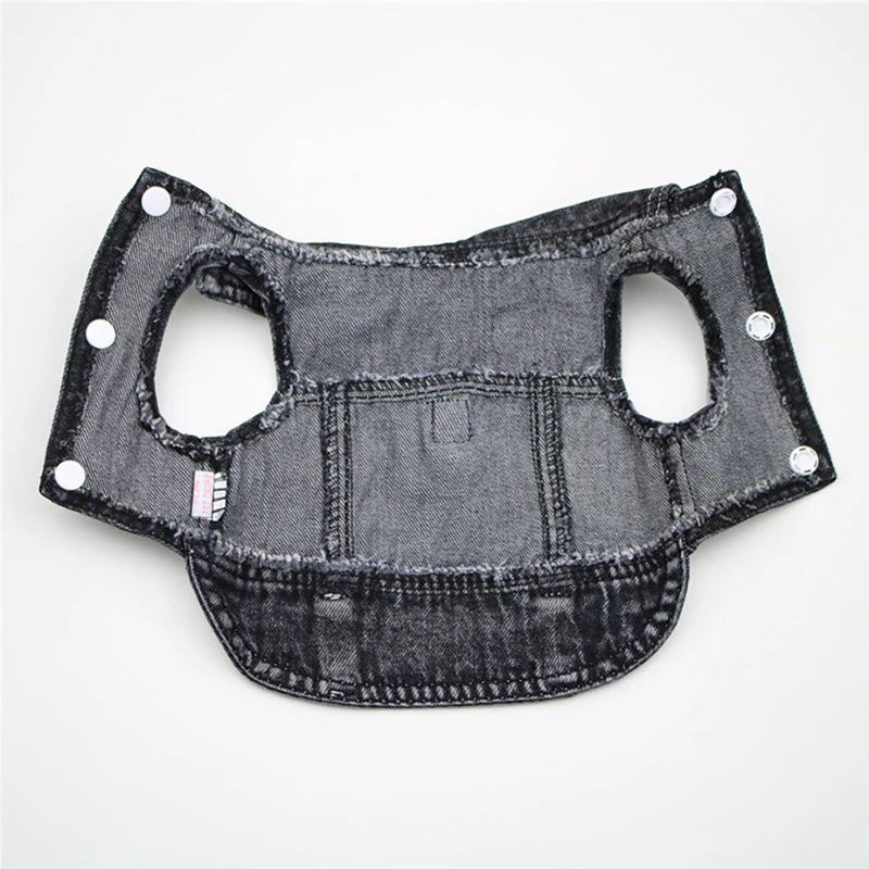 Dog Jeans Jacket ,Cool Puppy Summer Clothes ,Dog Denim Shirts for Small Boy Dogs Cats Outfits Washable Durable Harness Vest