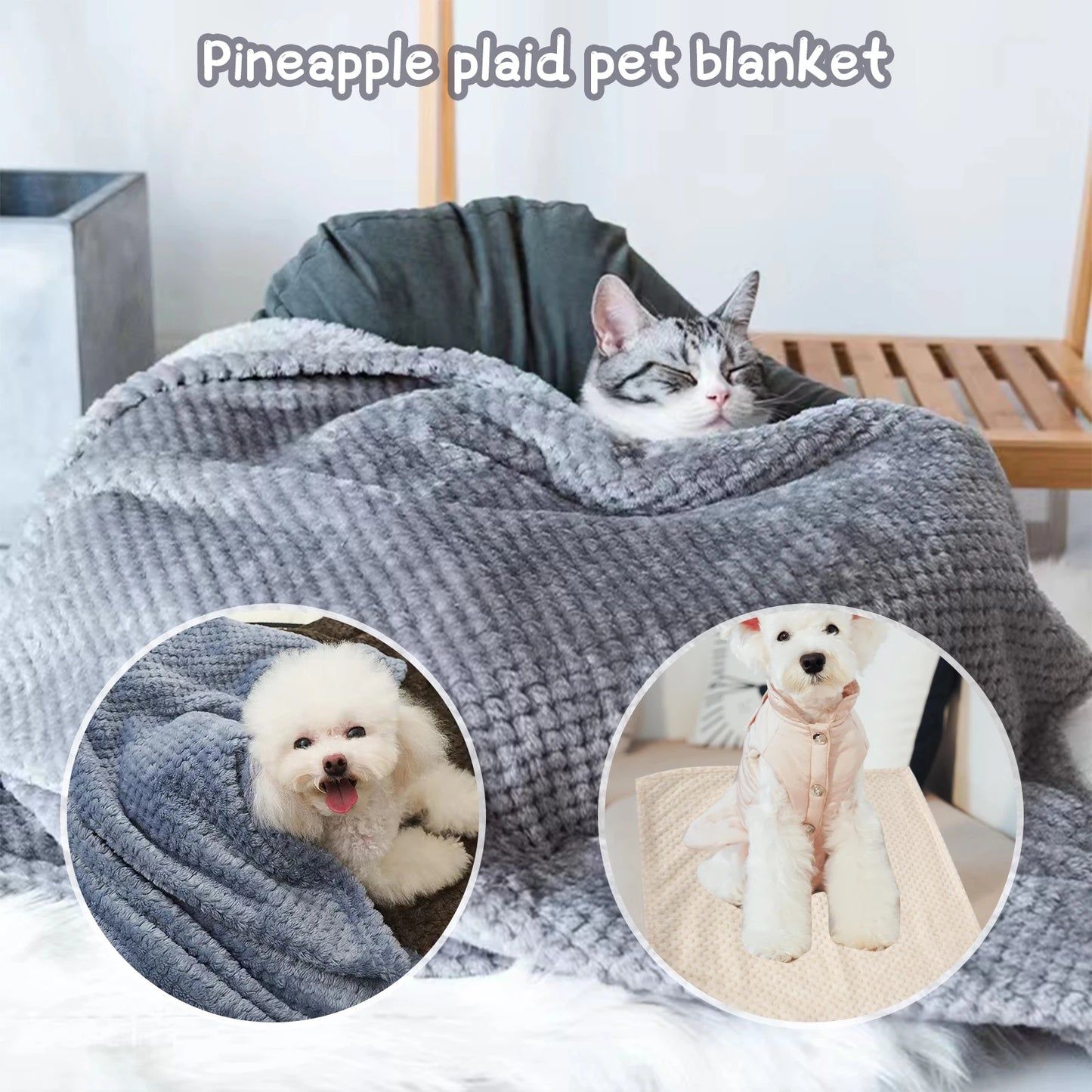 Soft Pet Blanket Plush Dog Sleeping Blanket Solid Color Washable Sofa Pad Portable Warm Cat Bed Blanket Home Carpet Pet Supplies