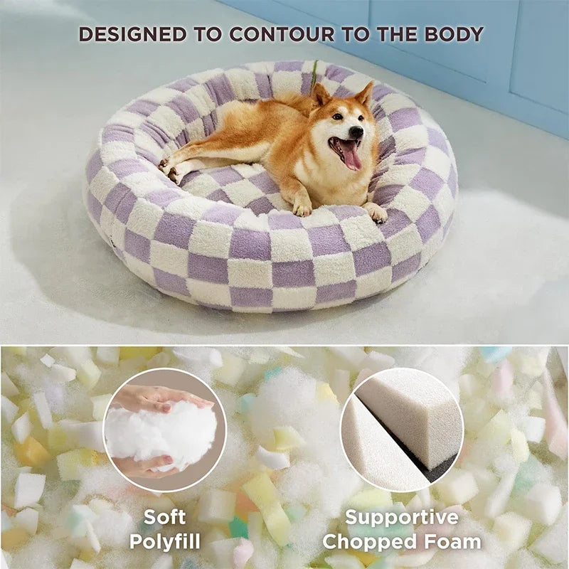 50CM/60CM Round Pet Bed for Dog Cat Bed Super Soft Cats Bed Plush Dog House for Small Dog House Winter Warm Sleeping