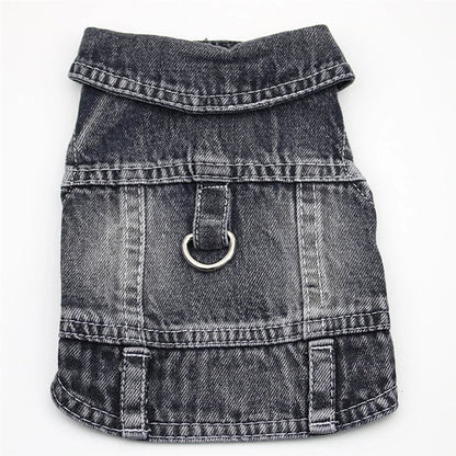 Dog Jeans Jacket ,Cool Puppy Summer Clothes ,Dog Denim Shirts for Small Boy Dogs Cats Outfits Washable Durable Harness Vest