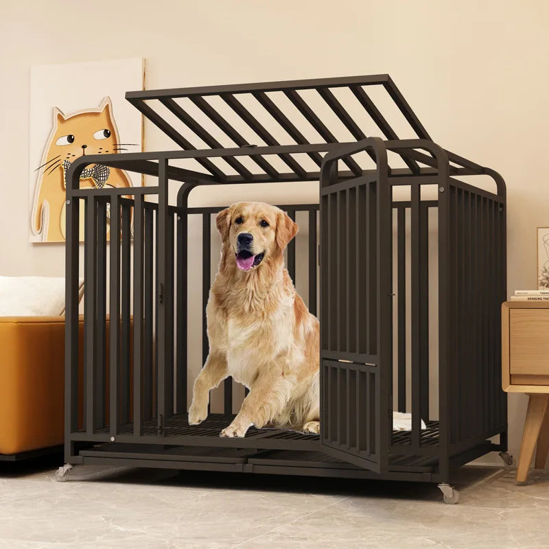 Large Dog House Dog Cage Heavy Duty Metal Kennel Indoor Outdoor Pet Cage For Big Dogs Wholesale Strong Steel Frame