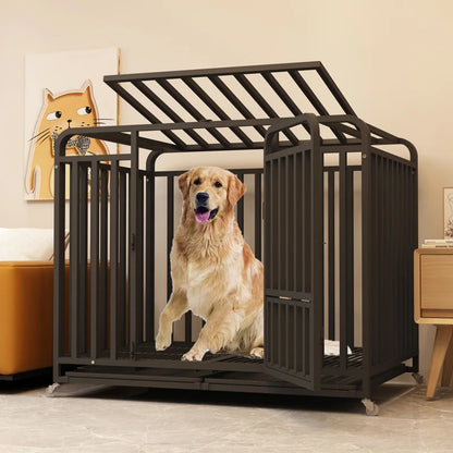 Large Dog House Dog Cage Heavy Duty Metal Kennel Indoor Outdoor Pet Cage For Big Dogs Wholesale Strong Steel Frame