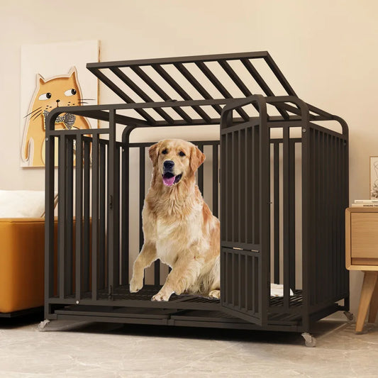 Large Dog House Dog Cage Heavy Duty Metal Kennel Indoor Outdoor Pet Cage For Big Dogs Wholesale Strong Steel Frame