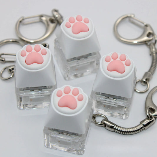 Keyboard Keychain Fidget Toy Cat's Paw Keycap Clicker Fidget Key Chain Decompression Toys Cute Cat's Paw Stress Relief Gifts