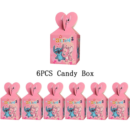 Lilo And Stitch Birthday Decoration Disney Pink Stitch Party Theme Tableware Set Angel Balloons Happy Supplies Kids Girl Favors