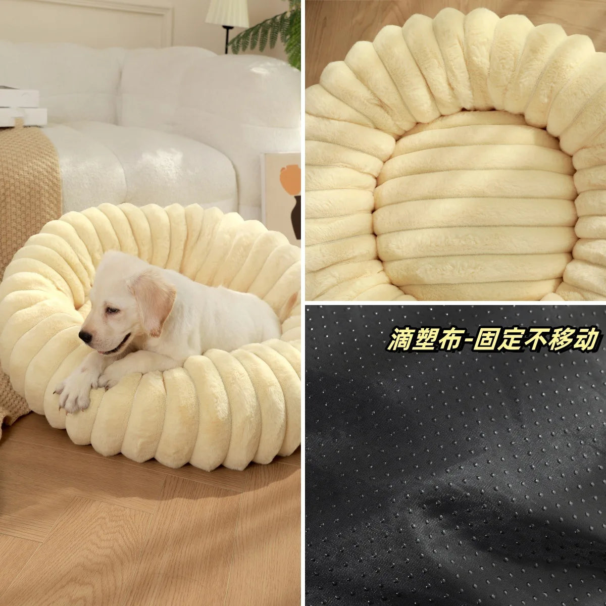 Home Plush Pet Nest Winter Cat Dog Bed Warm Detachable and Washable Round Cat Nest Pet Bed Seasonal Universal Decoration