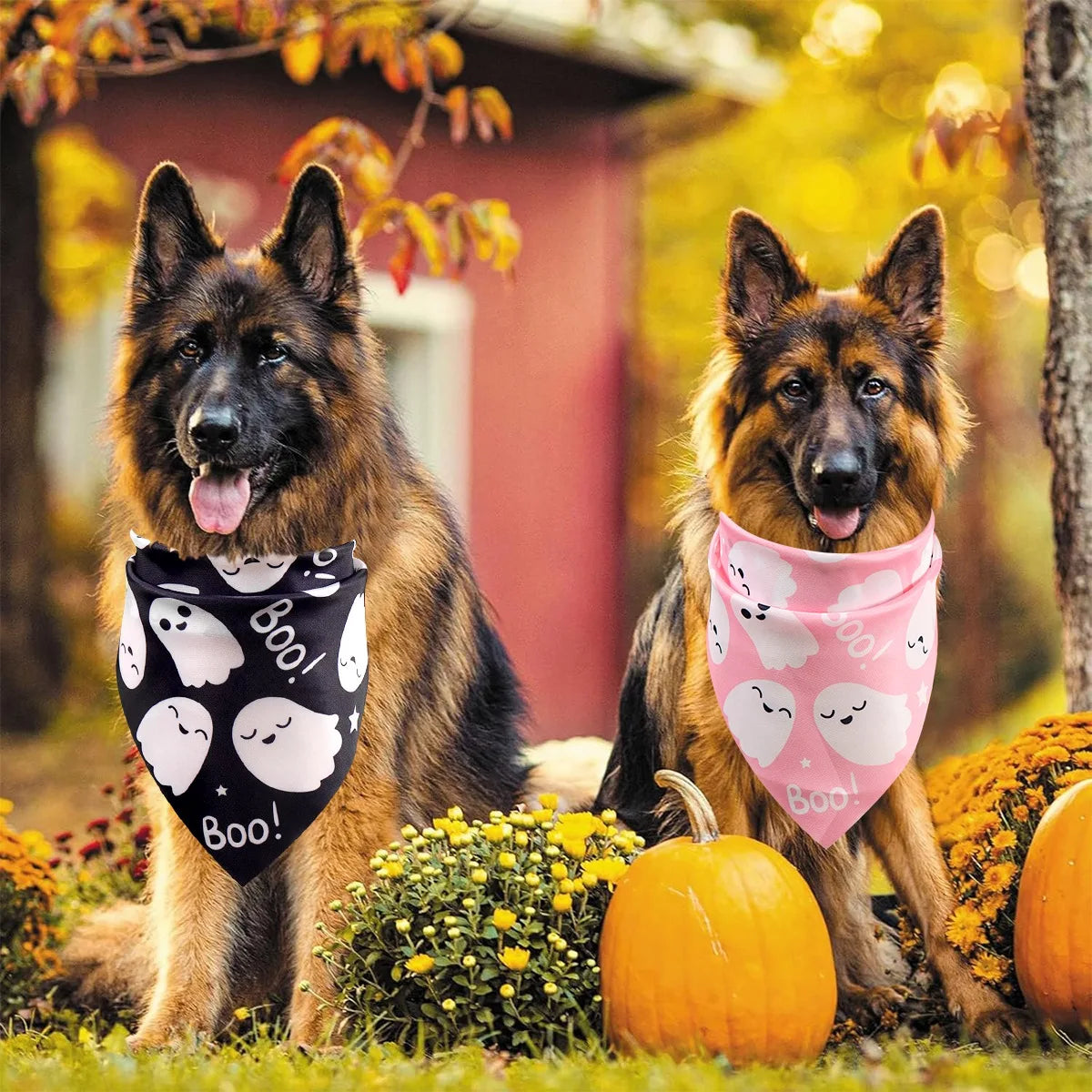 2 Pack Halloween Dog Bandanas Pink Black Ghost Boo Dog Scarf Bibs Triangle Pet Scarf Pet Halloween Bandanas Costumeall Dogs Cats