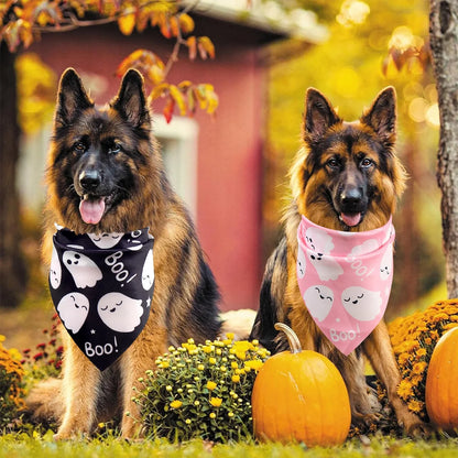 2 Pack Halloween Dog Bandanas Pink Black Ghost Boo Dog Scarf Bibs Triangle Pet Scarf Pet Halloween Bandanas Costumeall Dogs Cats