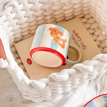 Cartoon Dog Ceramic Mug Animal Shape Kids Breakfast Milk Mugs Coffee Cup Kawaii Cups Birthday Gift Cup Tumbler