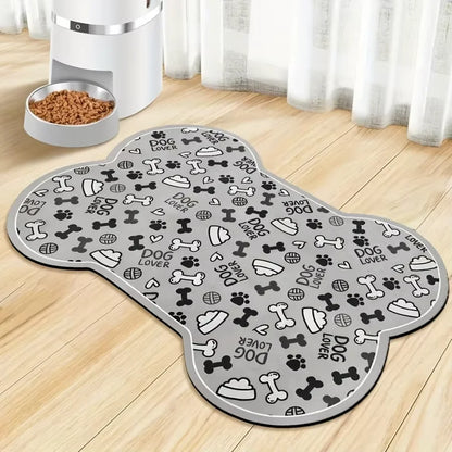 VIKAMA Bone-Shaped Pet Mat Feeding Mat Diatom Mud Carpet Cute Cartoon Floor Mat Waterproof And Dirt-Resistant Home Decoration