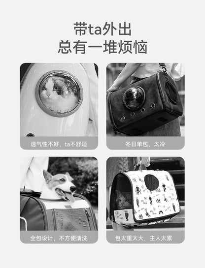 Autumn and Winter Portable Going Out Bag Warm Windproof Bear Cute Cute Shoulder Satchel Pet Messenger Bag