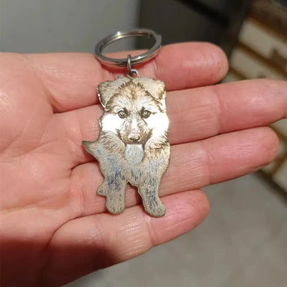 Custom Pet Portrait Keychain Engraved Cat & Dog Photos Portrait, Cute Animal Design,Customize Perfect Gift for Pet Lovers