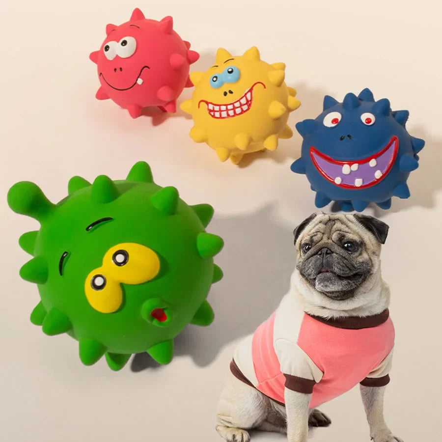the GRIP'N'GNAW SQUEAKY - 1PC Cute Squeaky Pet Dog Interactive Chew Toy, Puppy Bite Resistant Thorn Tooth Cleaning Toy, Molar Chew Toys for Dogs, Supplies