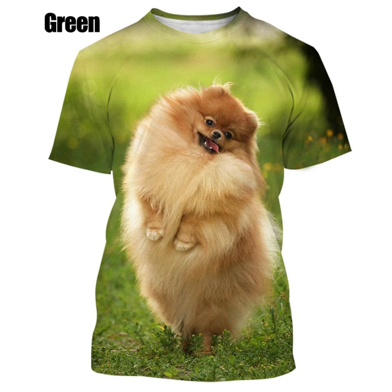 the PUFFY POMERANIAN - New Summer Hot Sale Funny Dog Pomeranian 3D Printing High Quality Men's and Women's T-Shirt Tops, Cute Tee Clothing