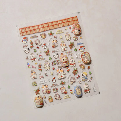 Colorful Balloon Cute Puppy Flower Cherry Bowknot Love Happy Dog Animal Self Adhesive Nail Art Sticker Decoration Manicure Decal