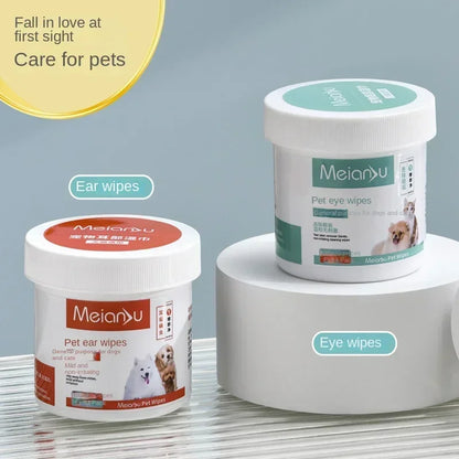 the DOGGY EAR & EYE WIPES - Universal Pet Wipes, Dog and Cat Earwax Cleaning Wipes, Cat/Dog Eyes and Ear Pet Eyes Wipes, No Irritation Cleaning/Grooming Wipes