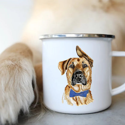 Original Mugs Coffee Cups to Sublimate Cute Dog Printed Enamel Coffee Tea Mugs Office Home Party Beer Drink Cola Cups Travel Cup