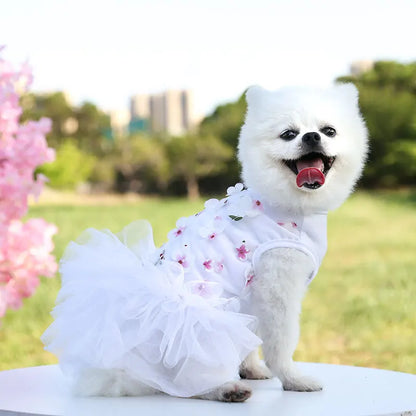 Lace Chiffon Dress for Small Dog Floral Dress Party Birthday Puppy Wedding Dress Summer Cute Costume Clothes for Pet Dogs Cat