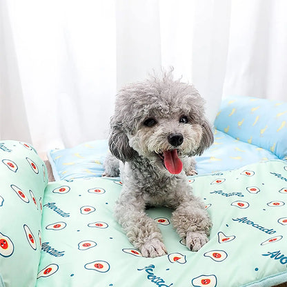Pet Cooling Mat Ice Silk Cooling Mat with Pillow for Dogs Cats Portable Washable Pet Cooling Blanket, Car Seats, Beds for Summer