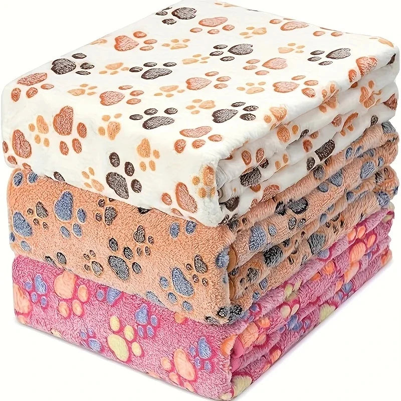 Soft Flannel Fleece Cat Dog Blanket Bed Mats Paw Foot Print Warm Pet Blanket Sleeping Beds Cover Mat For Dogs Cats Pets supplies