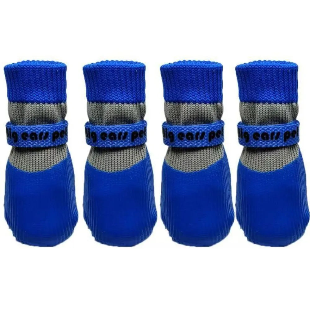 the RAINY-DAY BOOTS - 4PCS New Cute Waterproof Winter Dog Shoes, Warm Anti-Slip Puppy Boots. Soft Sole Adjustable Dog Foot Cover for Small to Large Dogs, Chihuahua