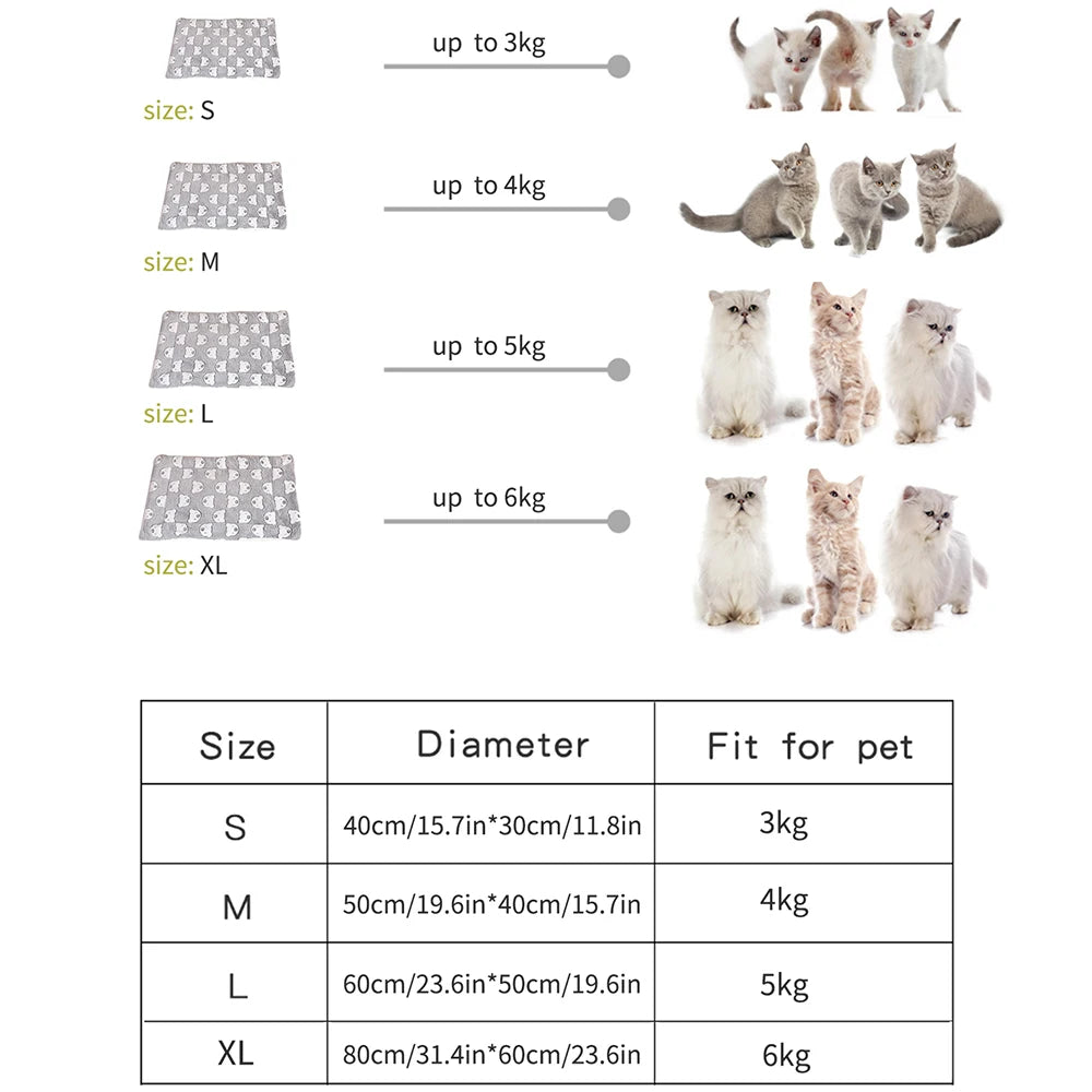 Comfortable Cat And Dog Sleeping Mat, Warm Blanket, Cartoon Double-Sided Pet Mat