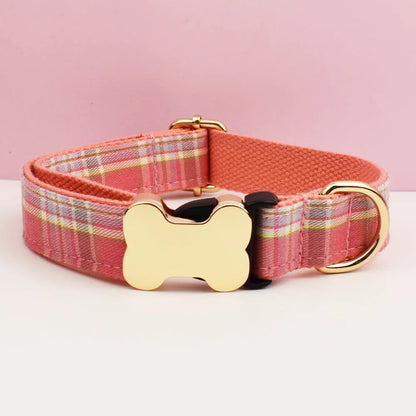 the CUSTOMCREST PLAID COLLAR - Custom Design Logo Plaid Dog Collar, High Quality Cotton Pet Accessories, Personalized, Lead Your Dog - Stand Out in Style