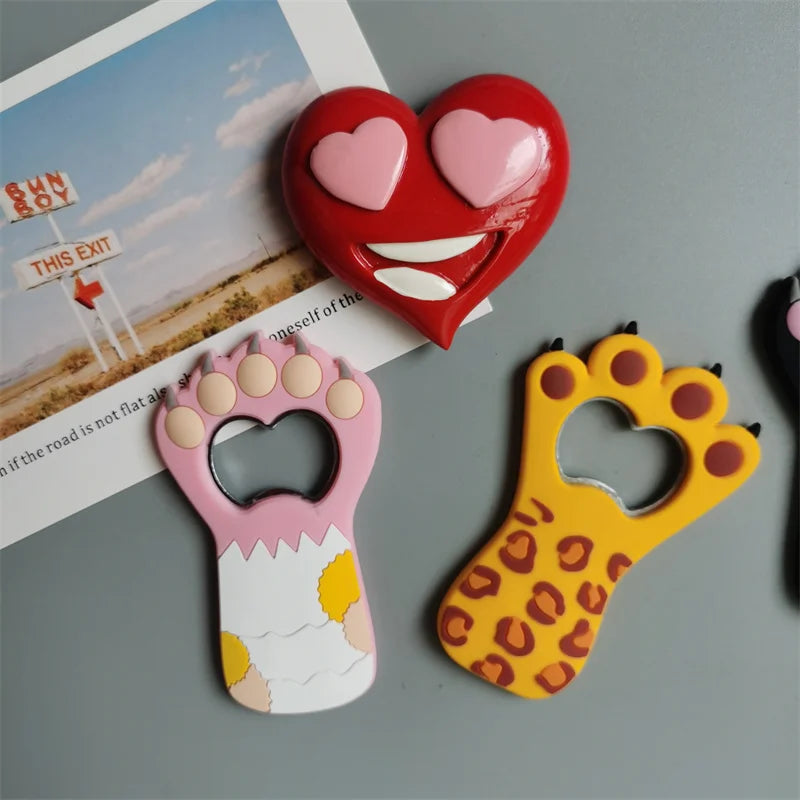 Cartoon Cute Animal Paw Wine Bottle Opener Beer Bottle Opener Cat Magnet Refrigerator Sticker Dog Fridge Magnet Beer Opener