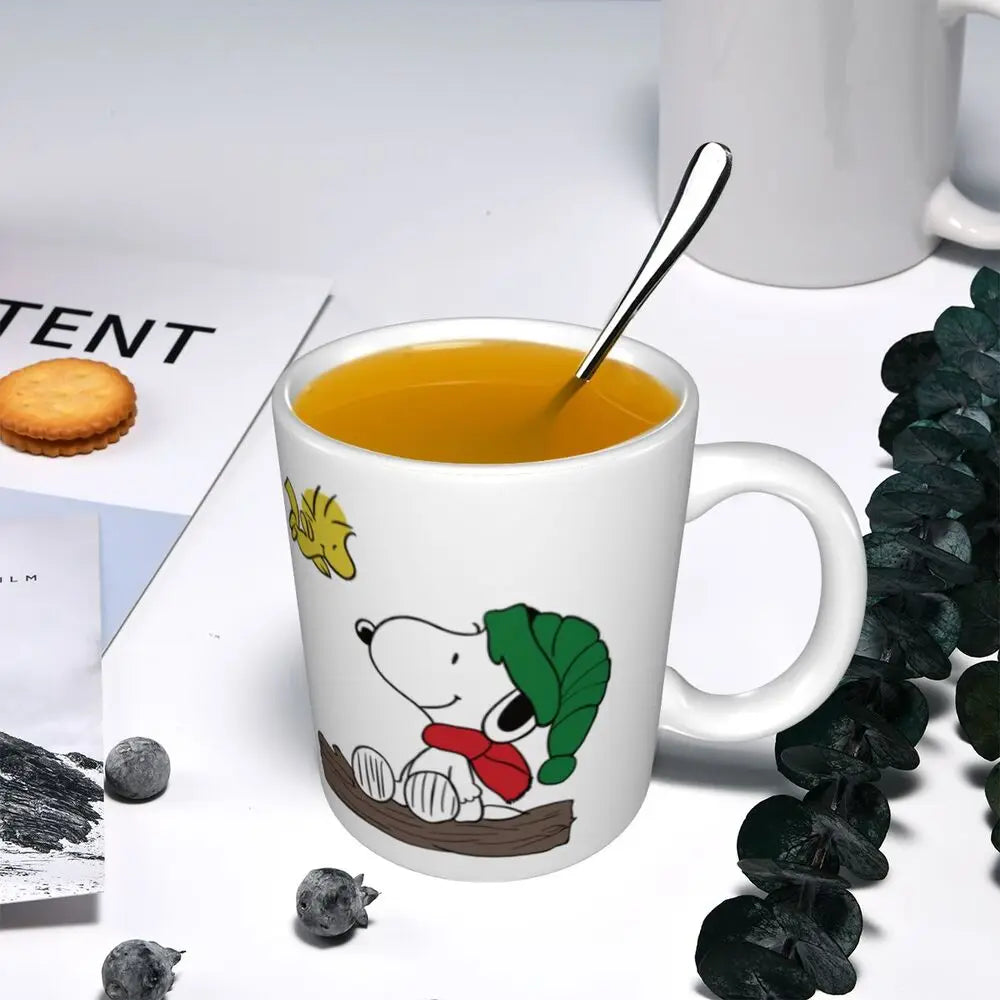 Manga Snoopy Woodstock Cartoon Dog Coffee Mug DIY Customized Ceramic Tea Milk Mug