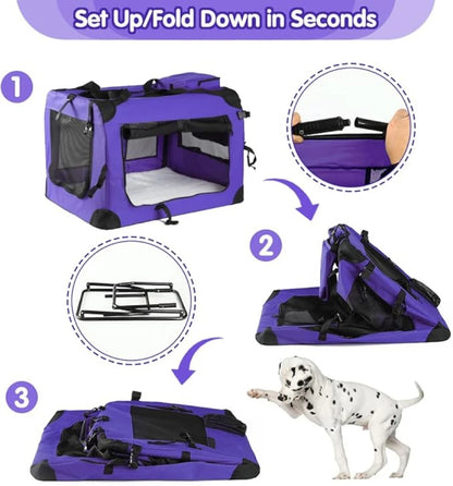 Medium Large Capacity Pet Car Crate Portable Carrier Zipper Closure Breathable Nest for Dogs Folding Dog Cage for Car