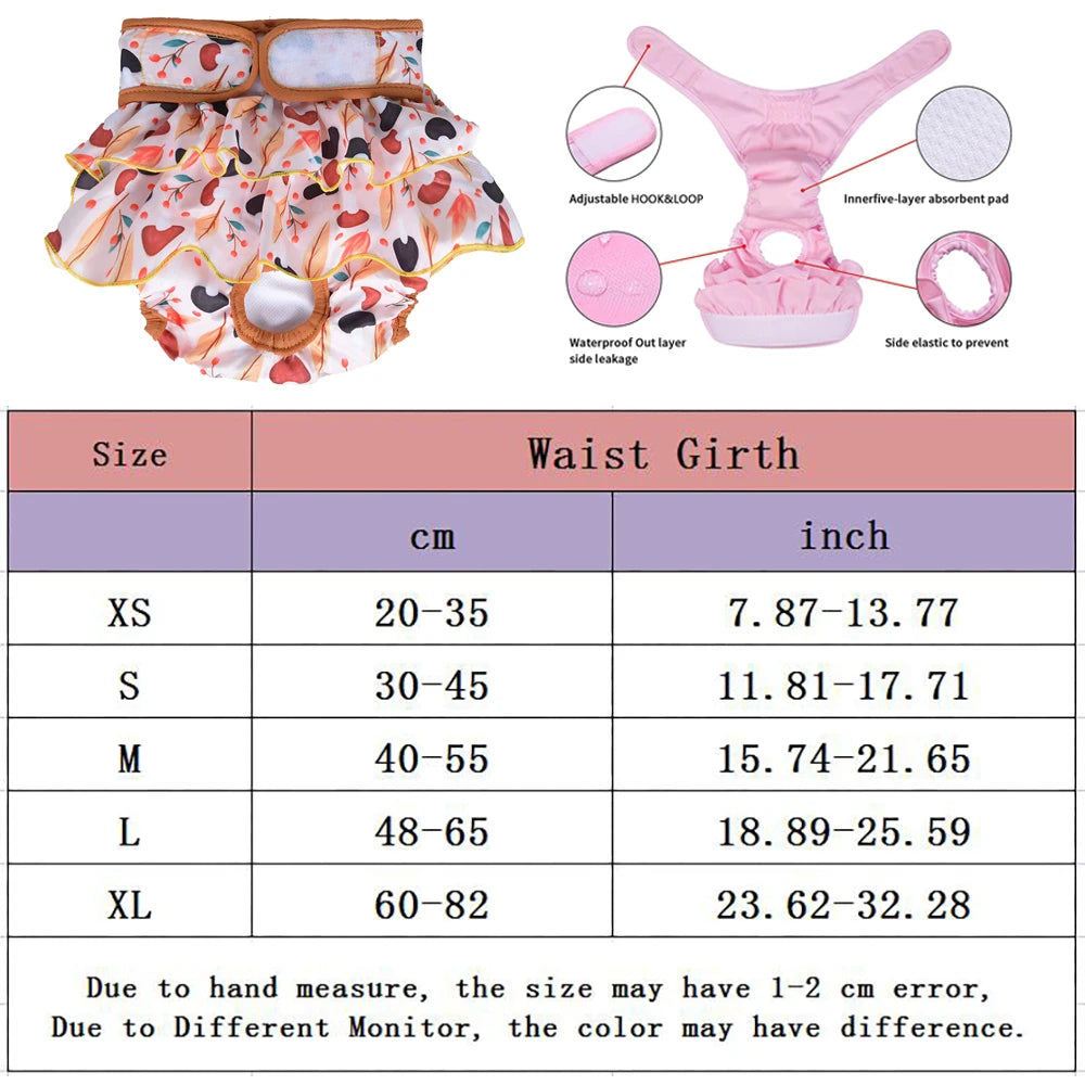 Female Dogs Diaper Washable Pets Physiological Pants Sanitary Panties Leakproof Menstrual Underwear for Small Large Dogs Shorts